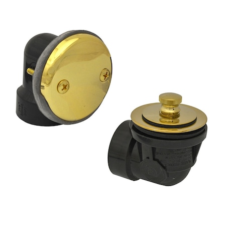 Jones Stephens Polished Brass Two-Hole Friction Lift Bath Waste Kit, Standard Half Kit, Black Plastic B07155